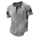 Personalized I Can't Go To Hell The Devil Still Has A Restraining Order Against Me UK Veteran Lapel Button Men's Short Sleeves Neck Short Sleeve Button T shirt Printed AHVA241490