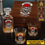 Personalized Canadian Veteran Skull Logo Custom Name & Time Decanter Set With Glasses Printed AHVA241491