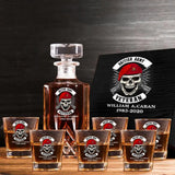 Personalized UK Veteran Skull Logo Custom Name & Time Decanter Set With Glasses Printed AHVA241491