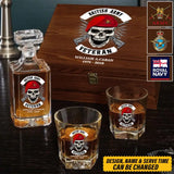 Personalized UK Veteran Skull Logo Custom Name & Time Decanter Set With Glasses Printed AHVA241491