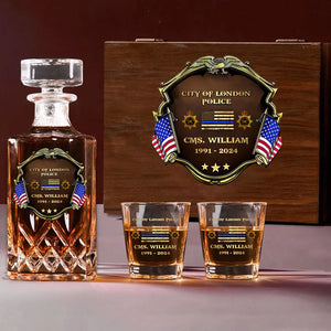 Personalized UK Police Department Custom Name, Rank & Time Decanter Set With Glasses Printed AHVA241495