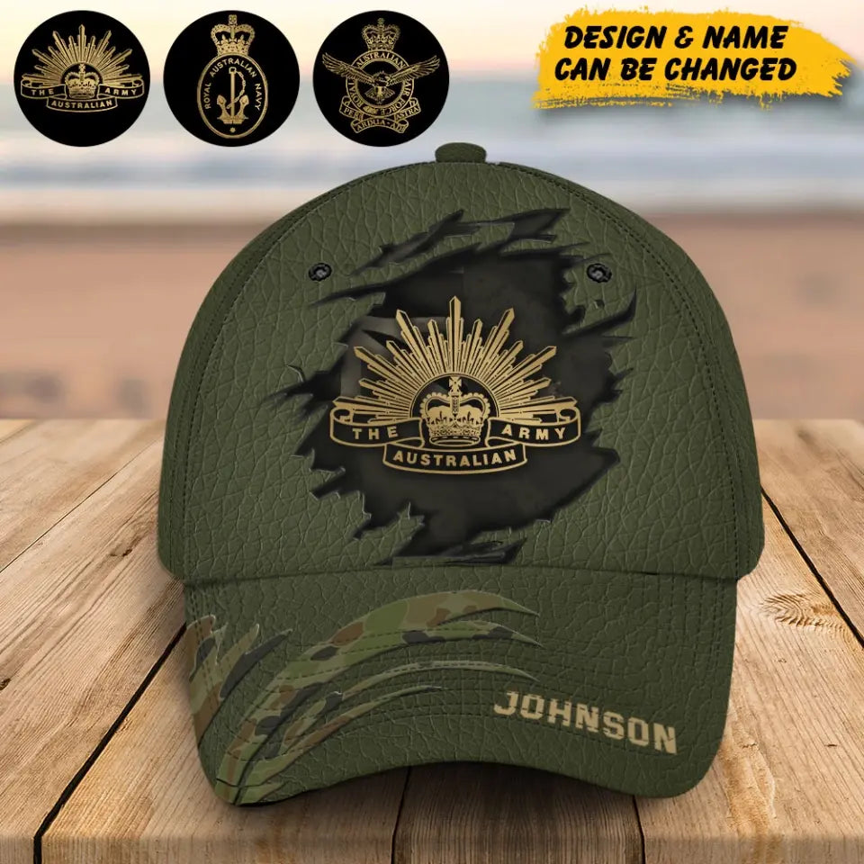 Personalized Australian Army Veteran Camo Custom Name Cap 3D Printed AHHN241489