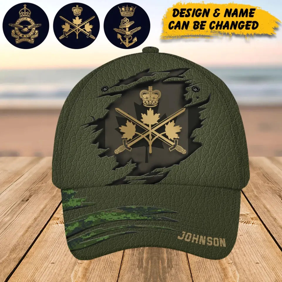 Personalized Canadian Army Veteran Camo Custom Name Cap 3D Printed AHHN241489