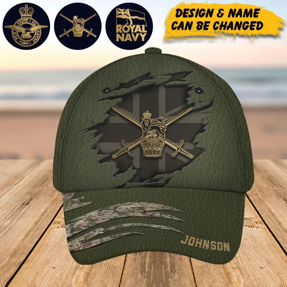 Personalized UK Army Veteran Camo Custom Name Cap 3D Printed AHHN241489