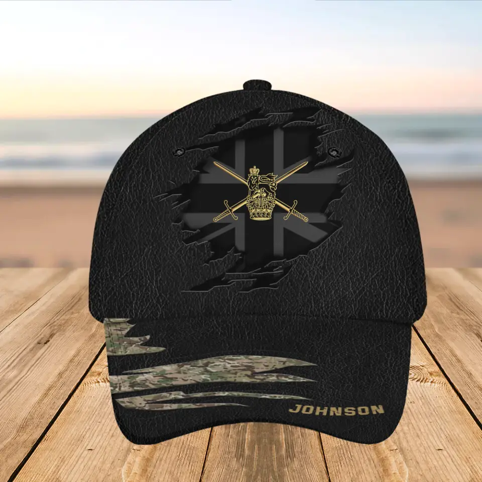 Personalized UK Army Veteran Camo Custom Name Cap 3D Printed AHHN241489