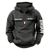 Personalized French Army Veteran Custom Name France Flag American Retro Hooded Sweatshirt Printed QTVA241509