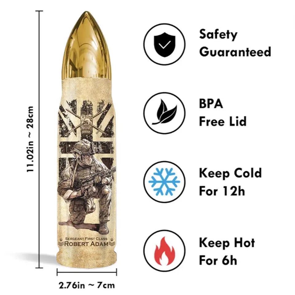 Personalized I'm a Veteran I Love Freedom I Wore Dog Tags I Have Served My Country I Walked The Walk British Army Bullet Tumbler Printed AHVA241515