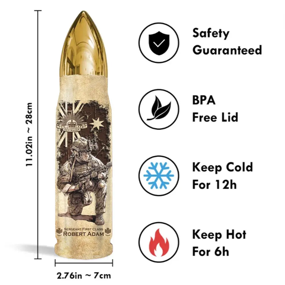 Personalized I'm a Veteran I Love Freedom I Wore Dog Tags I Have Served My Country I Walked The Walk Australian Army Bullet Tumbler Printed AHVA241515