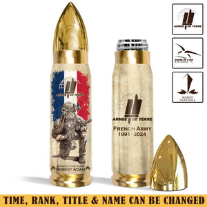 Personalized French Army Veteran Custom Rank & Name Bullet Tumbler Printed AHVA241537