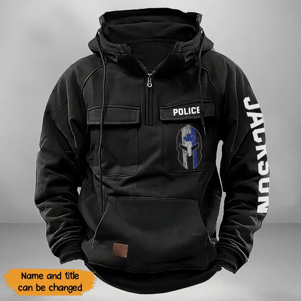 Personalized Spartan Helmet Canadian Police Custom Name American Retro Hooded Sweatshirt Printed QTKH241544