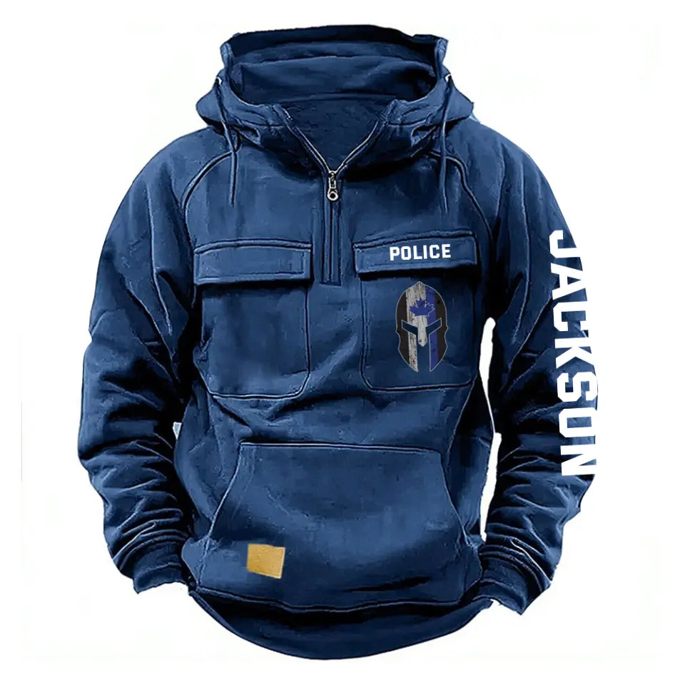 Personalized Spartan Helmet Canadian Police Custom Name American Retro Hooded Sweatshirt Printed QTKH241544