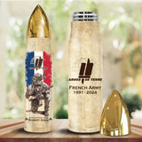 Personalized French Army Veteran Custom Rank & Name Bullet Tumbler Printed AHVA241537