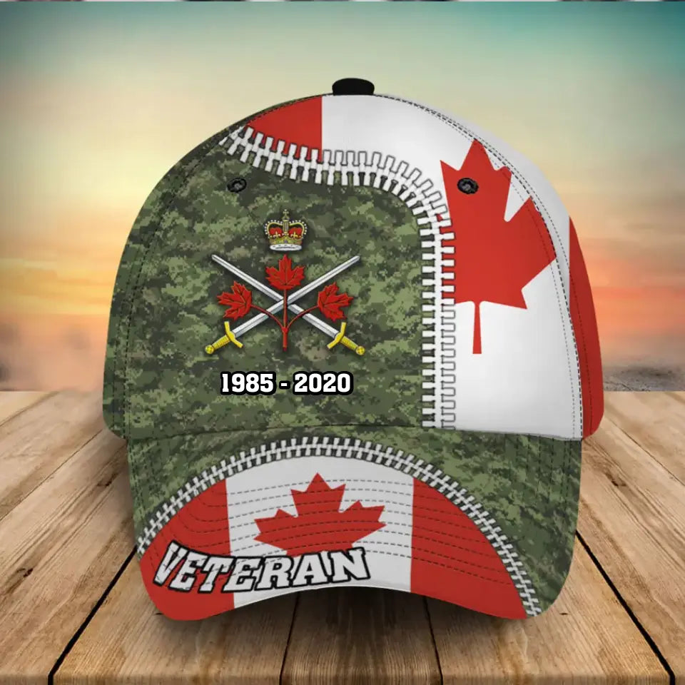 Personalized Canadian Veteran Logo & Camo Custom Time Cap 3D Printed QTVA241547