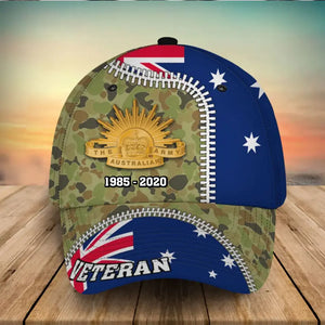 Personalized Australian Veteran Logo & Camo Custom Time Cap 3D Printed QTVA241547