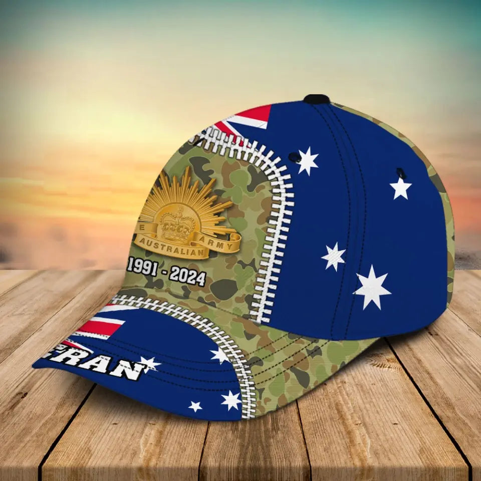 Personalized Australian Veteran Logo & Camo Custom Time Cap 3D Printed QTVA241547