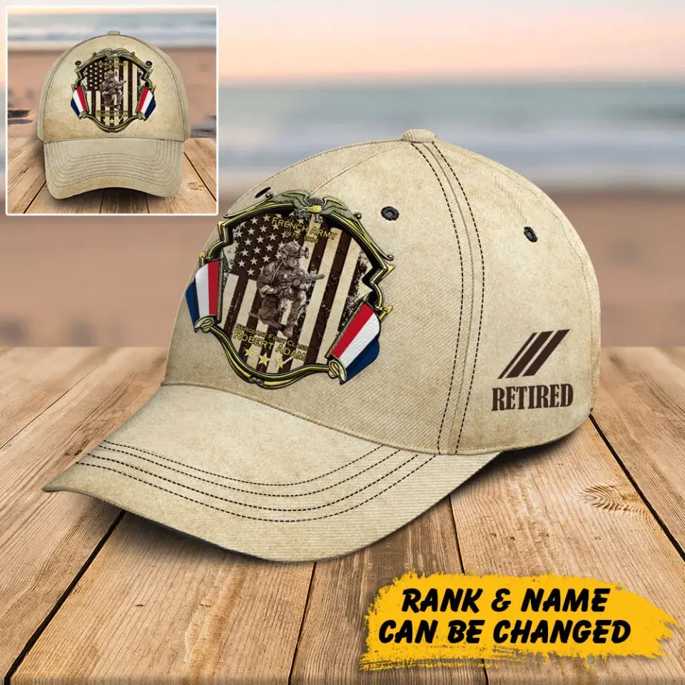 Personalized French Army Veteran Custom Name, Rank & Time Cap 3D Printed AHHN241546