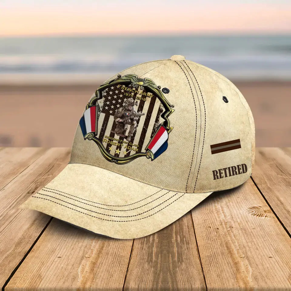 Personalized French Army Veteran Custom Name, Rank & Time Cap 3D Printed AHHN241546