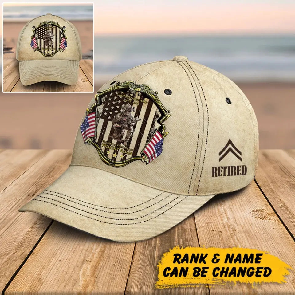 Personalized US Army Veteran Custom Name, Rank & Time Cap 3D Printed AHHN241546
