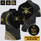 Personalized UK Veteran Branch Logo Custom Name, Rank & Time Half Turtleneck Short Sleeve Polo Printed AHVQ241548