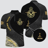 Personalized UK Veteran Branch Logo Custom Name, Rank & Time Half Turtleneck Short Sleeve Polo Printed AHVQ241548