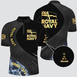 Personalized UK Veteran Branch Logo Custom Name, Rank & Time Half Turtleneck Short Sleeve Polo Printed AHVQ241548