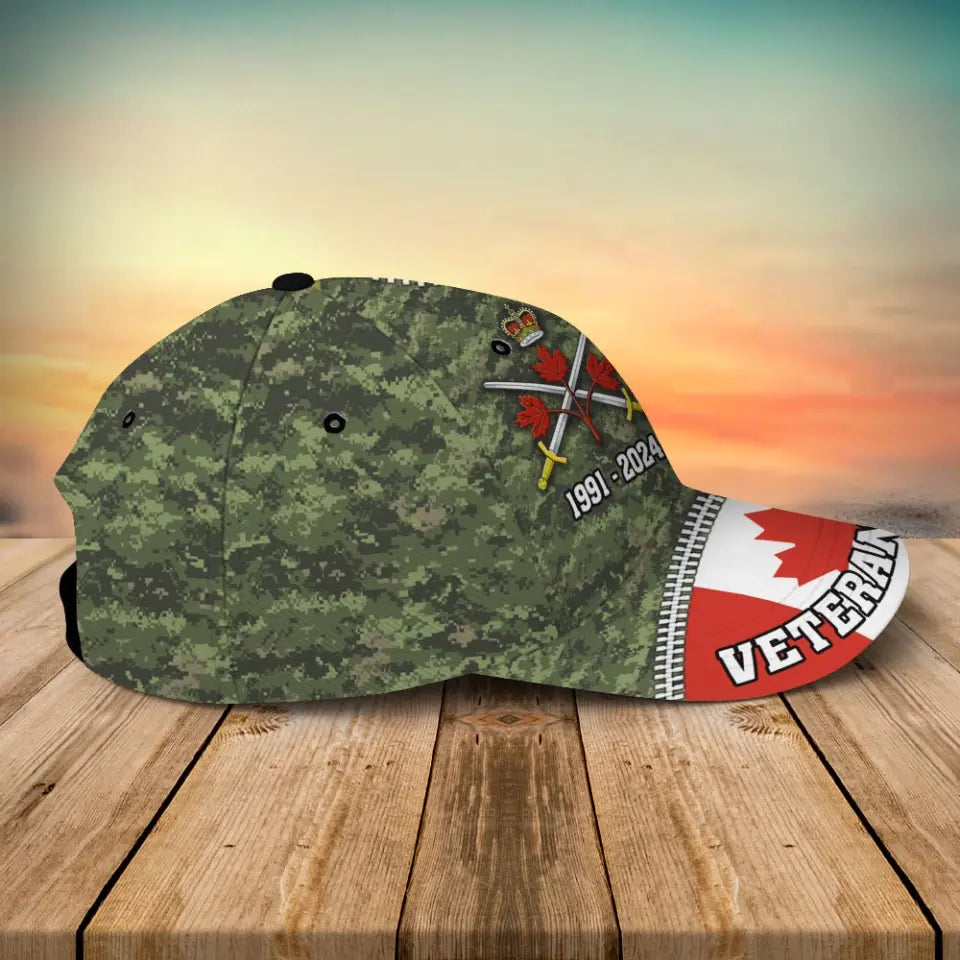 Personalized Canadian Veteran Logo & Camo Custom Time Cap 3D Printed QTVA241547