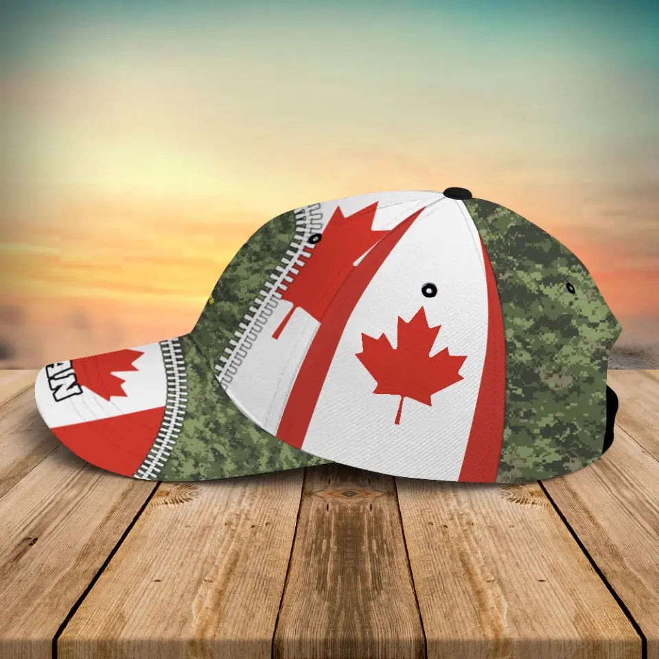 Personalized Canadian Veteran Logo & Camo Custom Time Cap 3D Printed QTVA241547