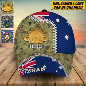 Personalized Australian Veteran Logo & Camo Custom Time Cap 3D Printed QTVA241547