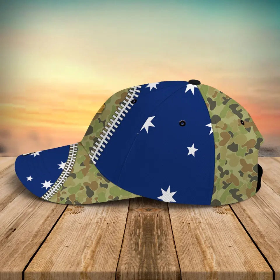 Personalized Australian Veteran Logo & Camo Custom Time Cap 3D Printed QTVA241547