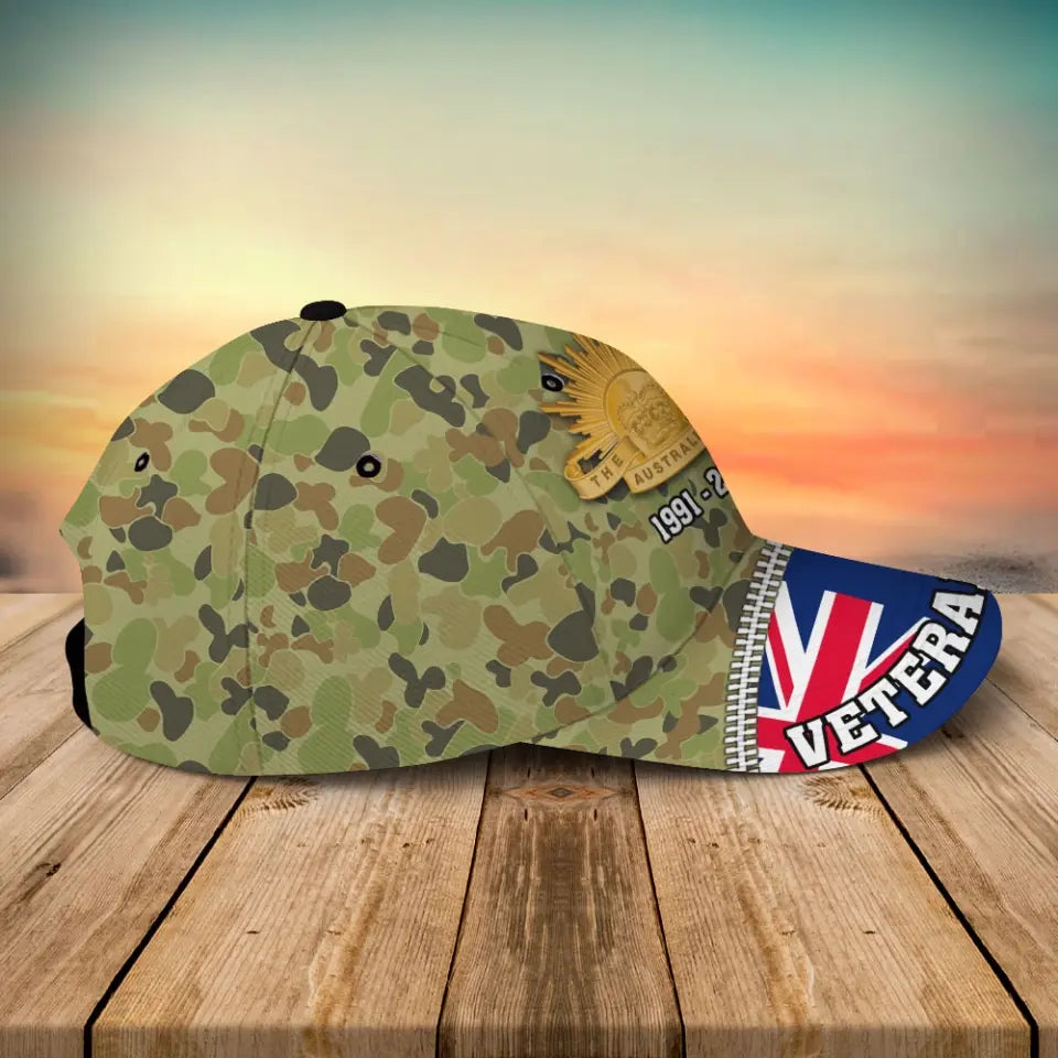 Personalized Australian Veteran Logo & Camo Custom Time Cap 3D Printed QTVA241547