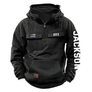 Personalized US Police Flag Custom Name & ID American Retro Hooded Sweatshirt Printed QTKH241553