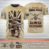 Personalized I Took A DNA Test God Is My Father Veterans Are My Brothers UK Army Veteran 3D T-shirt Printed AHVQ241554
