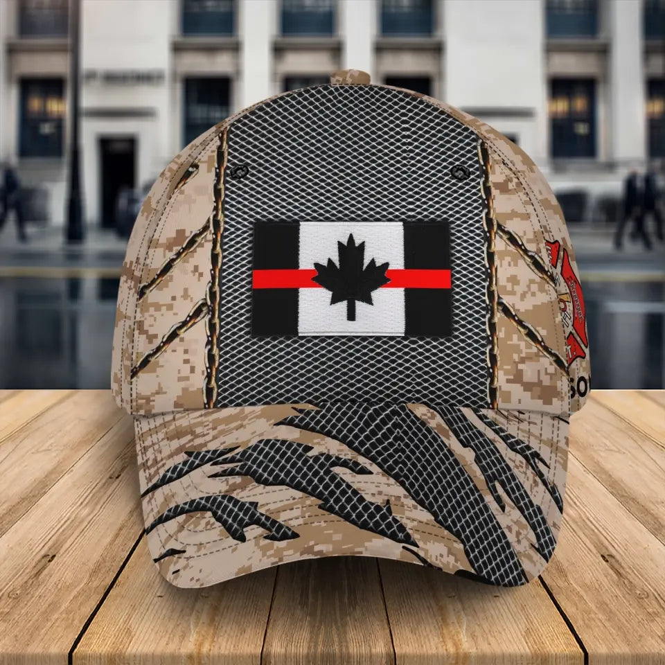 Personalized Canadian Firefighter Flag Custom Name  Cap 3D Printed QTKH241556