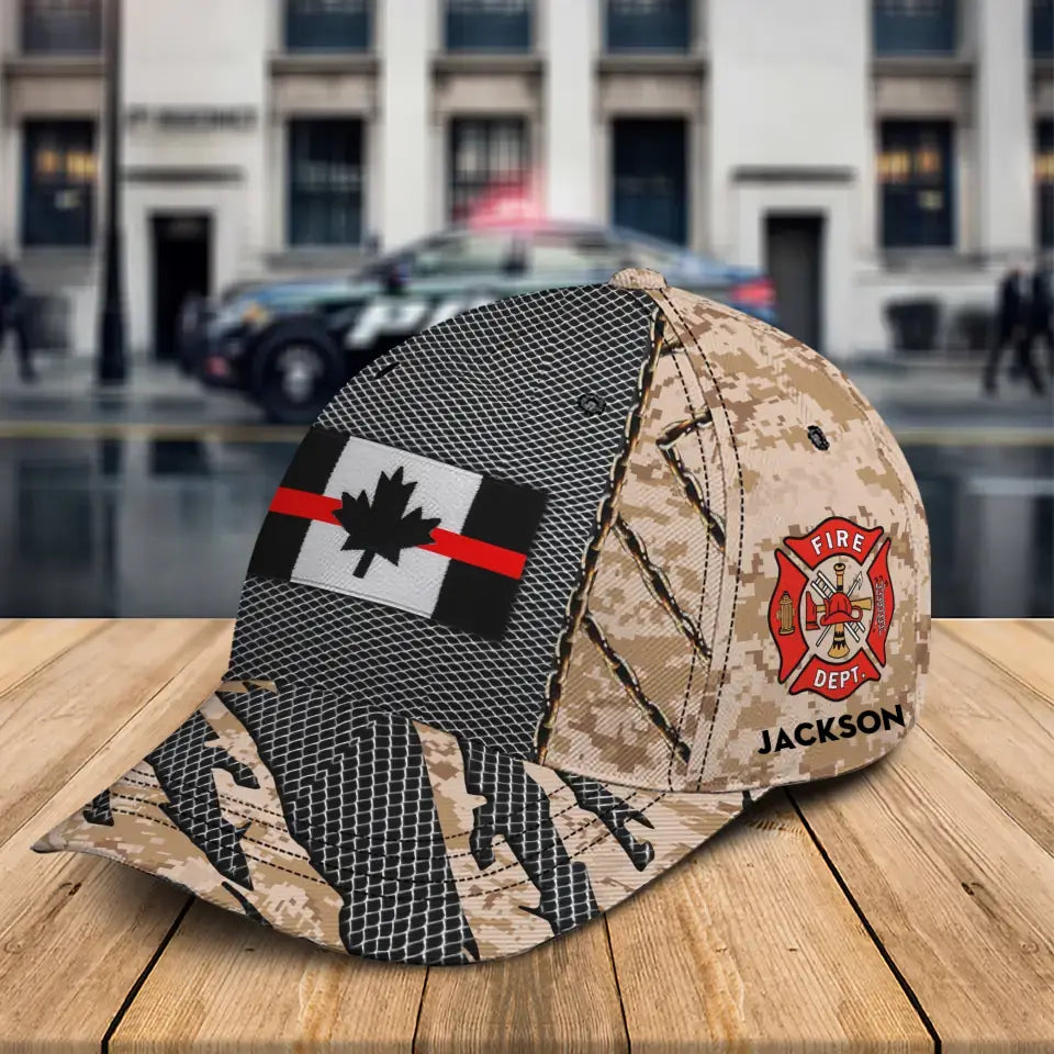 Personalized Canadian Firefighter Flag Custom Name  Cap 3D Printed QTKH241556