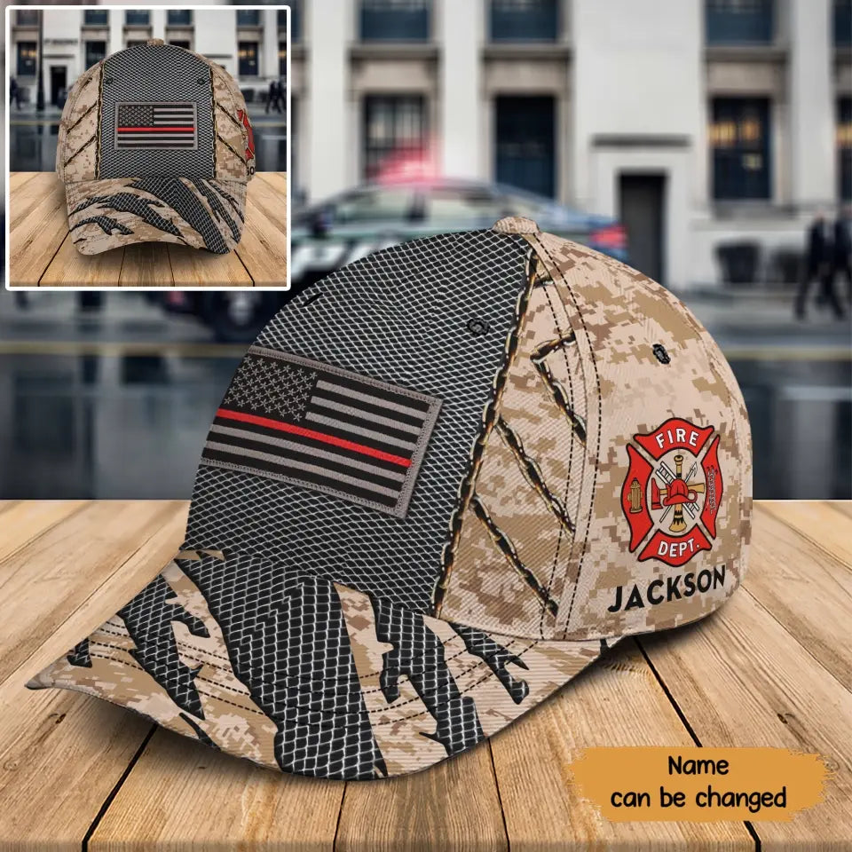 Personalized US Firefighter Flag Custom Name  Cap 3D Printed QTKH241556
