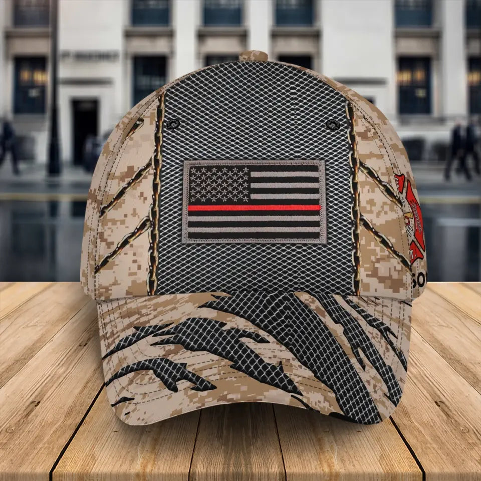 Personalized US Firefighter Flag Custom Name  Cap 3D Printed QTKH241556