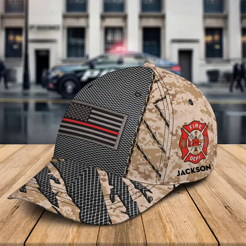 Personalized US Firefighter Flag Custom Name  Cap 3D Printed QTKH241556