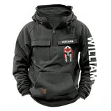 Personalized Spartan Helmet Canadian Veteran Custom Name American Retro Hooded Sweatshirt Printed QTKH241563