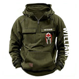 Personalized Spartan Helmet Canadian Veteran Custom Name American Retro Hooded Sweatshirt Printed QTKH241563