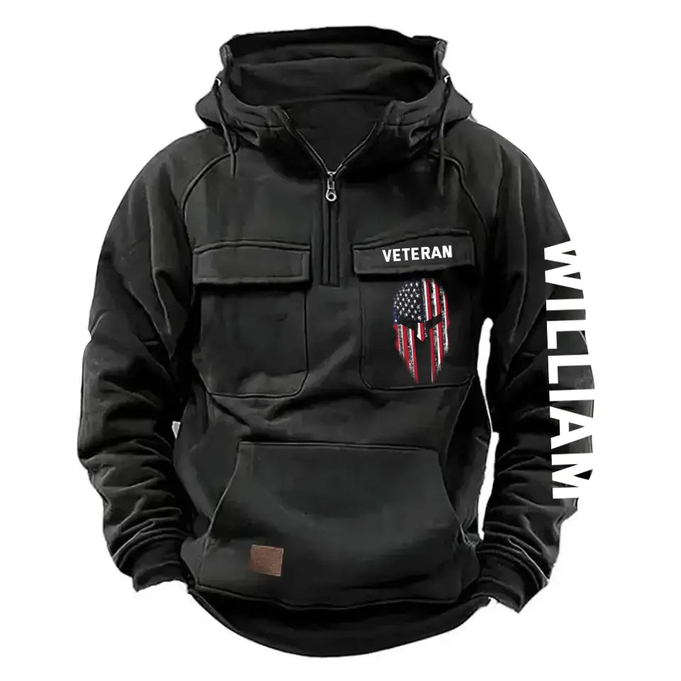 Personalized Spartan Helmet US Veteran Custom Name American Retro Hooded Sweatshirt Printed QTKH241563