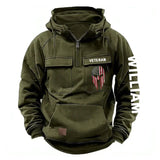 Personalized Spartan Helmet US Veteran Custom Name American Retro Hooded Sweatshirt Printed QTKH241563