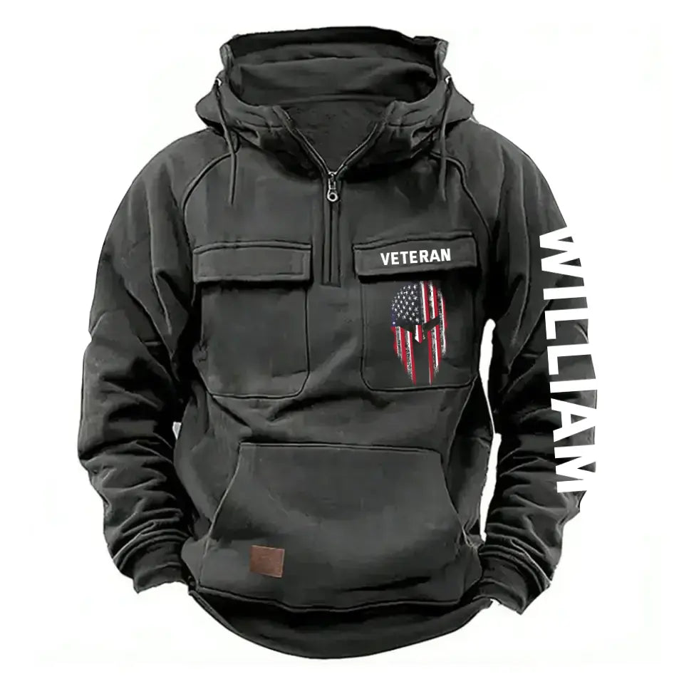 Personalized Spartan Helmet US Veteran Custom Name American Retro Hooded Sweatshirt Printed QTKH241563