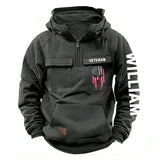 Personalized Spartan Helmet US Veteran Custom Name American Retro Hooded Sweatshirt Printed QTKH241563