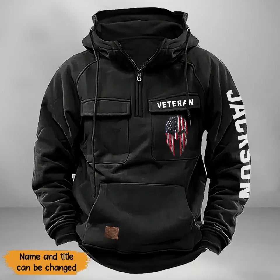 Personalized Spartan Helmet US Veteran Custom Name American Retro Hooded Sweatshirt Printed QTKH241563