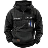 Personalized Retired US Police Blue Line Custom Name & Department American Retro Hooded Sweatshirt Printed KVH241566