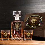 Personalized US Firefighter Logo Custom Name & Time Decanter Set With Glasses Printed AHVA251558