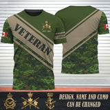 Personalized Canadian Veteran Rank Camo Custom Name 3D T-shirt Printed QTHN241586