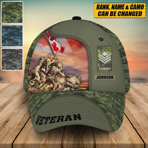 Personalized Canadian Veteran Rank Camo & Name Cap 3D Printed AHVA241584