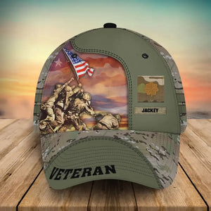 Personalized US Veteran Rank Camo & Name Cap 3D Printed AHVA241584