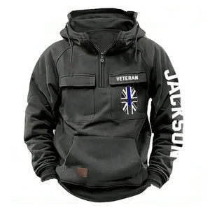 Personalized UK Veteran Starpan Helmet & Name American Retro Hooded Sweatshirt Printed QTKH241589